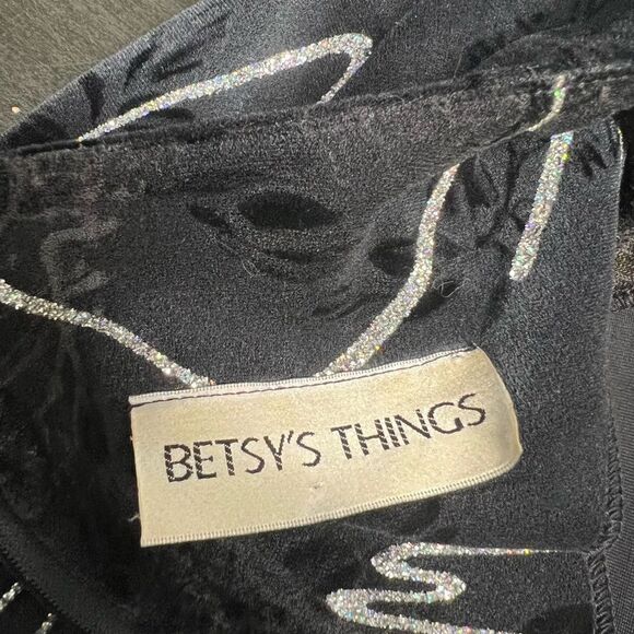Vintage Betsy's Things Sample S/M Black Stretch Velour Silver Embellishments - Picture 9 of 11